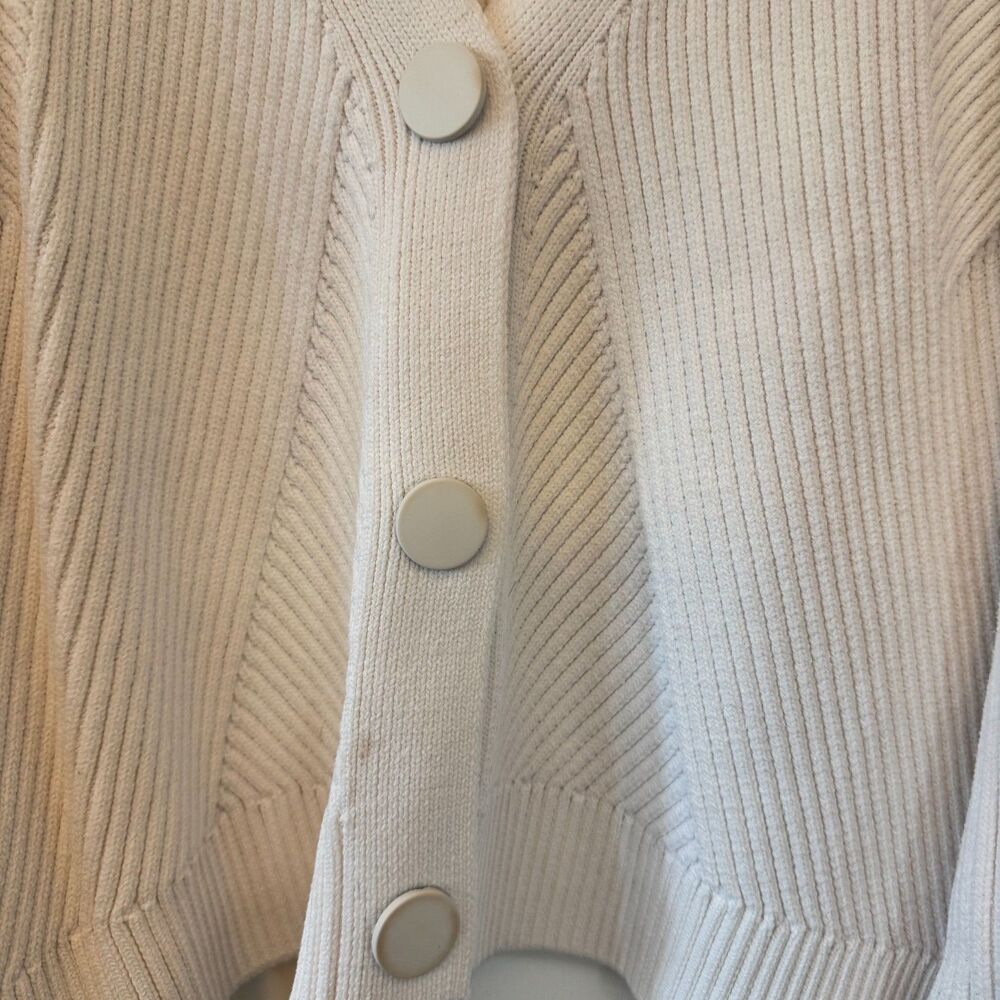 Club Beymen Women's Off-White Ribbed Snap Button Cardigan Sweater Size M - Picture 4 of 8